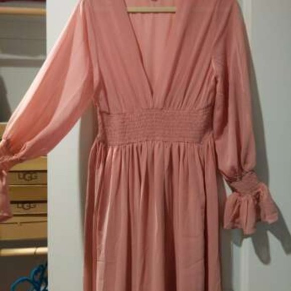 Boho pink shirred waist wrap hem maxi dress - Picture 8 of 8